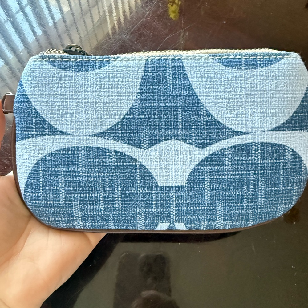 Blue Patterned Zip Pouch
